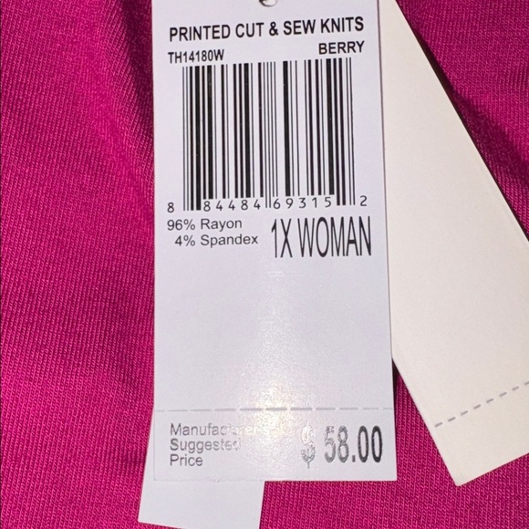 NWT Tahari Women's Fuschia/Berry Top Size 1x - Picture 3 of 3